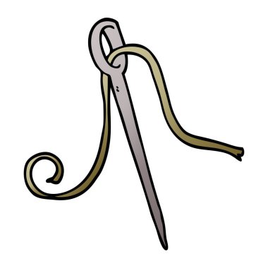 çizgi film doodle iğne ve iplik