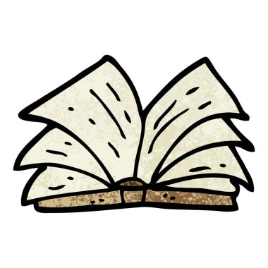 Grunge dokulu illüstrasyon karikatür açık kitap
