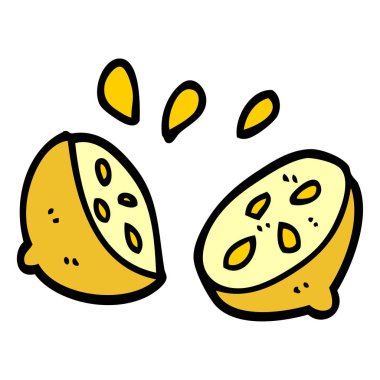 çizgi film doodle yarıya limon