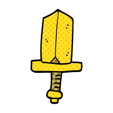 çizgi film doodle altın hançer