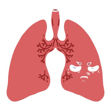 düz renk tarzı çizgi film akciğerler