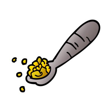 çizgi film doodle kaşık mısır gevreği