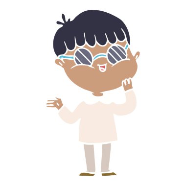 düz renk stil çizgi film erkek gözlük takıyor