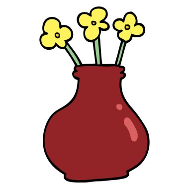 çizgi film doodle çiçek vazo