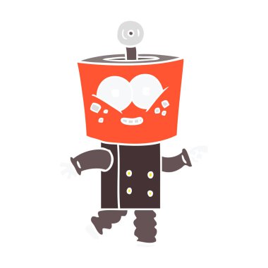 mutlu düz renk tarzı çizgi film robot işaret