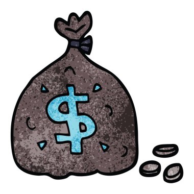 çizgi film doodle dolar torba