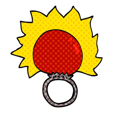 çizgi film doodle ateş topu yüzüğü