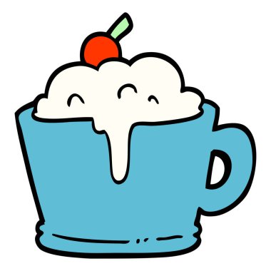 çizilmiş doodle tarzı çizgi film fantezi mocha kahve el