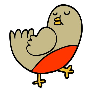 elle çizilmiş doodle tarzı çizgi film Noel robin