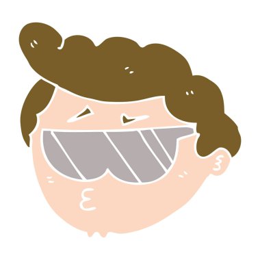 düz renk stil çizgi film erkek güneş gözlüğü takıyor