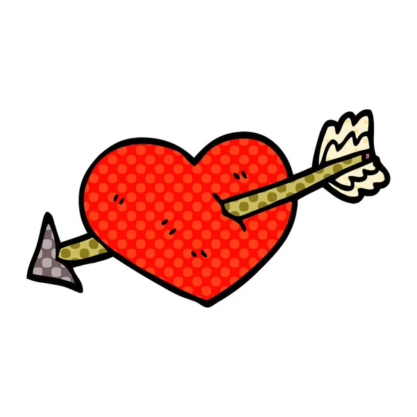 Dibujos Animados Garabato Corazón Disparo Través Flecha — Archivo Imágenes Vectoriales