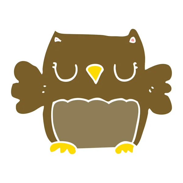 Mignon Style Plat Couleur Dessin Animé Hibou — Image vectorielle