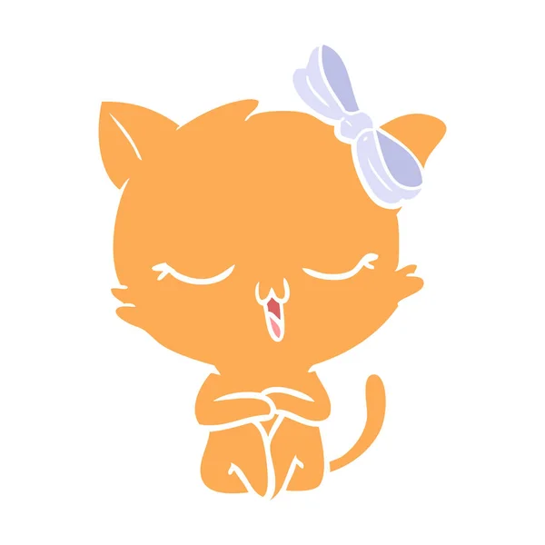 平彩风格动画片猫与弓头 — 图库矢量图片