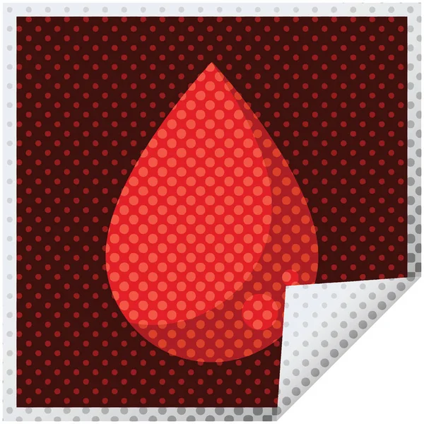 Adesivo Grafico Vettore Goccia Sangue Illustrazione Quadrato — Vettoriale Stock