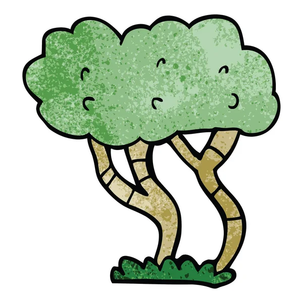 Desenho Animado Árvore Doodle Vetor Ilustração —  Vetores de Stock