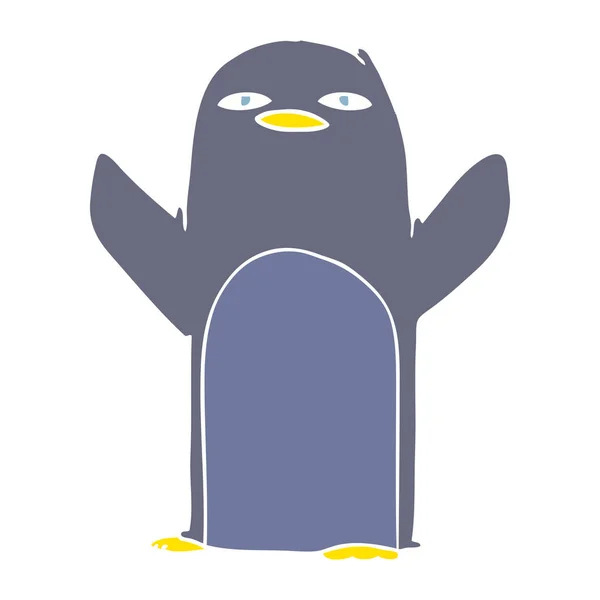 Plochý Barevný Styl Kreslených Tučňák — Stockový vektor