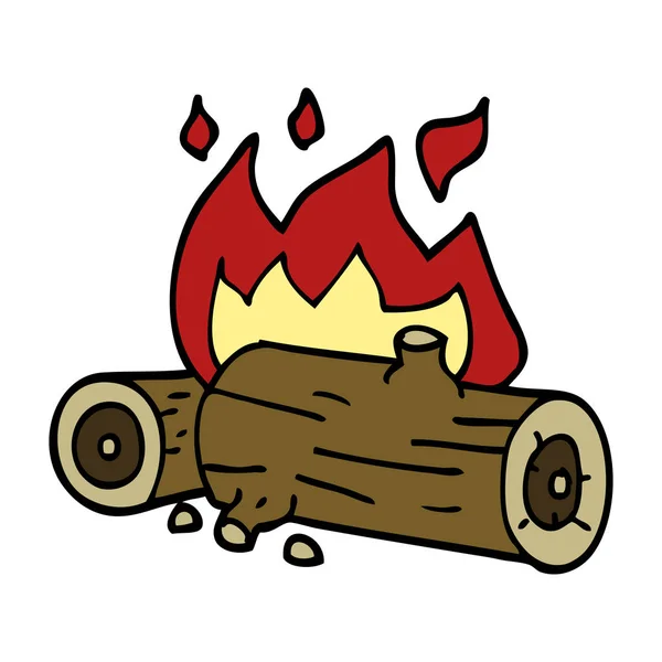 Γελοιογραφία Doodle Καίγοντας Κούτσουρα — Διανυσματικό Αρχείο