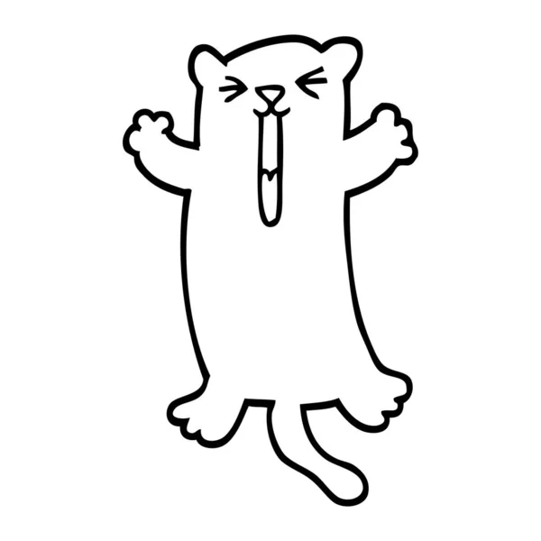 Чорно Білий Мультфільм Щасливий Кіт — стоковий вектор