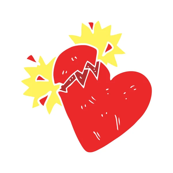 Ilustración Color Plano Corazón Roto — Vector de stock