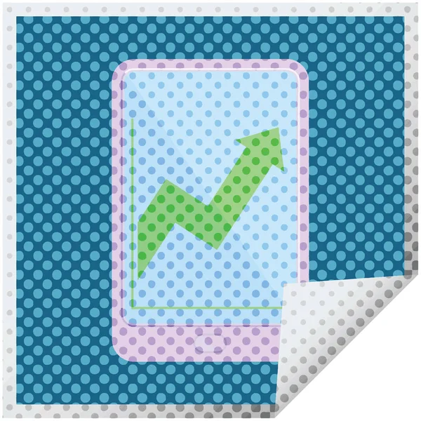 Electronic Tablet Showing Business Performance Graphic Vector Illustration Square Sticker — Stock Vector