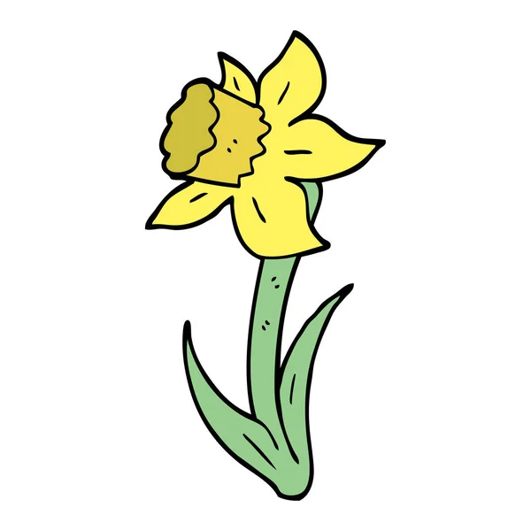 Hand Drawn Doodle Style Cartoon Daffodil — Stock Vector