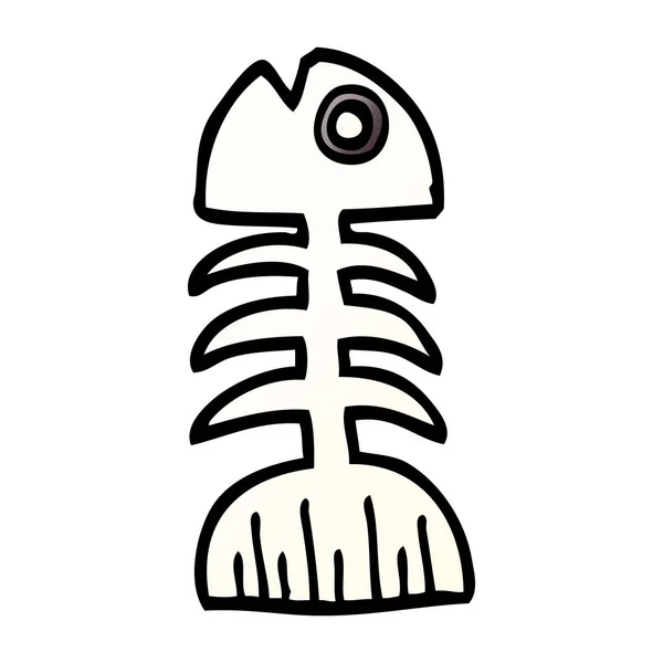 Dibujos Animados Garabatos Huesos Pescado — Archivo Imágenes Vectoriales