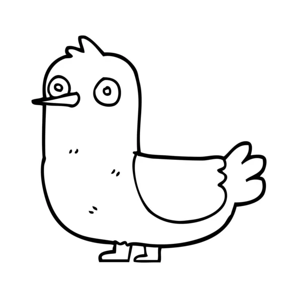 Lijntekening Cartoon Rode Vogel — Stockvector
