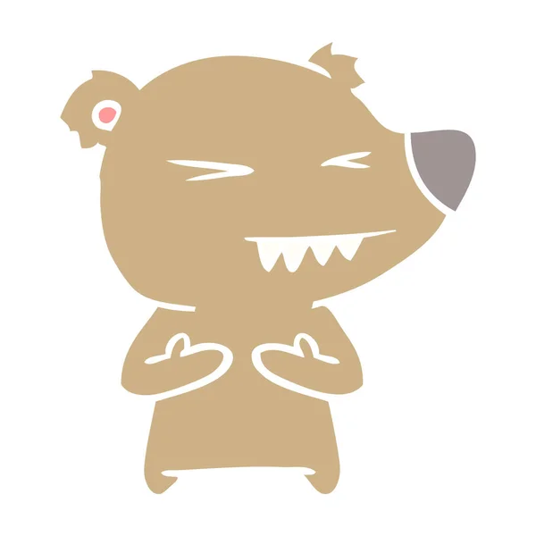 Angry Bear Flat Color Style Cartoon — Stock Vector
