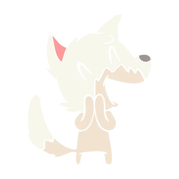 Lachende Fuchs Flache Farbe Stil Cartoon — Stockvektor