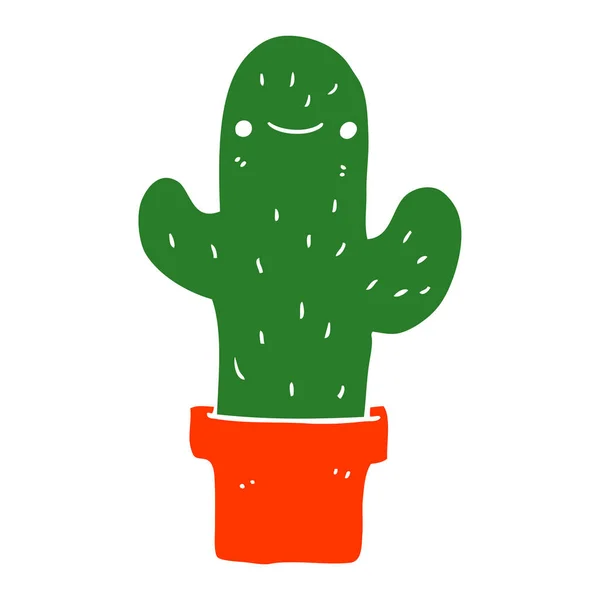 Egale Kleur Stijl Cartoon Cactus — Stockvector