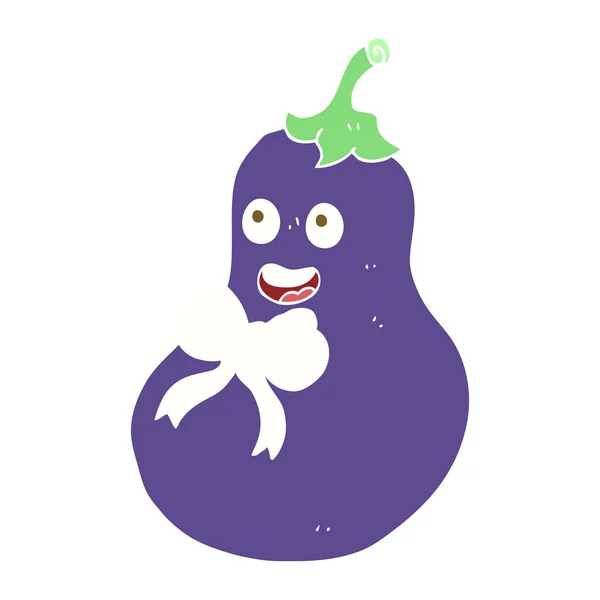 Flat Color Illustration Eggplant — Stock Vector