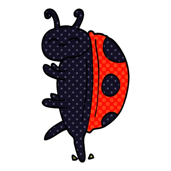 Mignon Dessin Animé Doodle Coccinelle — Image vectorielle