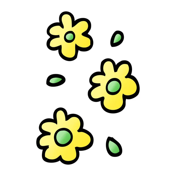 Vector Gradiente Ilustración Dibujos Animados Cabezas Flores — Vector de stock