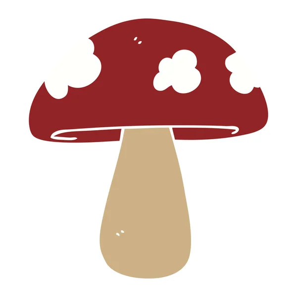 Flat Color Style Cartoon Mushroom — Stock Vector