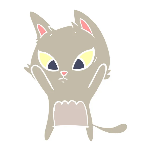 Couleur Plate Confuse Style Dessin Animé Chat — Image vectorielle