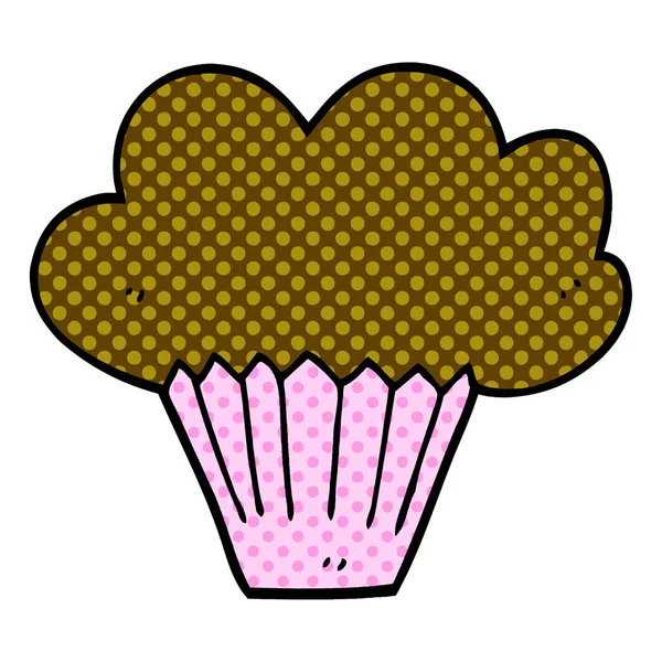 Desenho Animado Doodle Cupcake Ilustração — Vetor de Stock