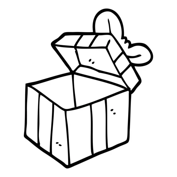 Svartvita Tecknade Öppen Presentbox — Stock vektor