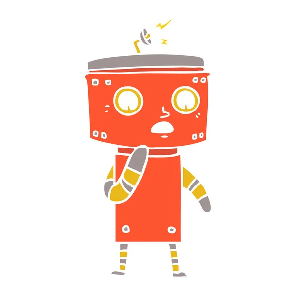 Robot Dibujos Animados Estilo Color Plano Incierto — Vector de stock