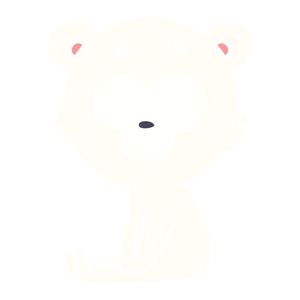 Nervous Polar Bear Flat Color Style Cartoon — Stock Vector