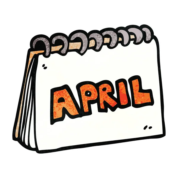 Cartoon Doodle Kalender Visar April Månad — Stock vektor