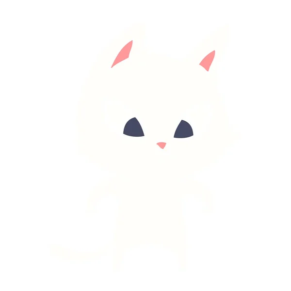 Verwirrt Flache Farbe Stil Cartoon Cat — Stockvektor