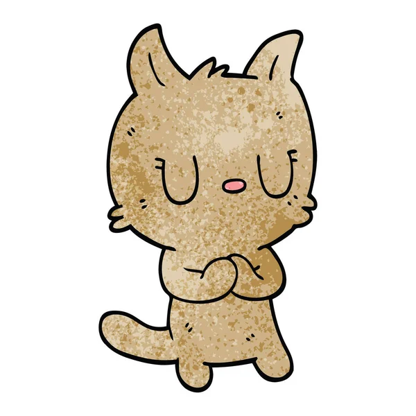 Desenho Animado Doodle Gato Feliz — Vetor de Stock