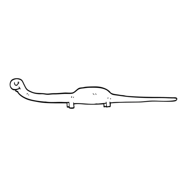 Linienzeichnung Cartoon Urzeitdinosaurier — Stockvektor