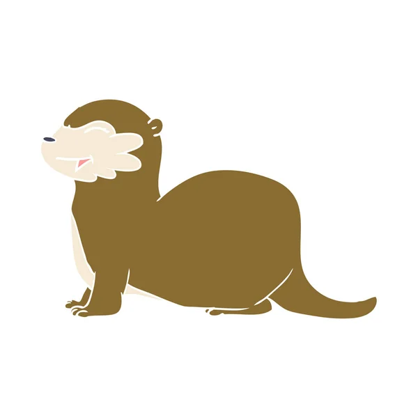 Lachen Otter Egale Kleur Stijl Cartoon — Stockvector