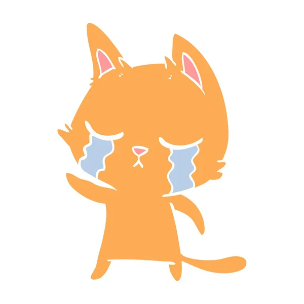 Pleurer Couleur Plate Style Dessin Animé Chat Pointant — Image vectorielle