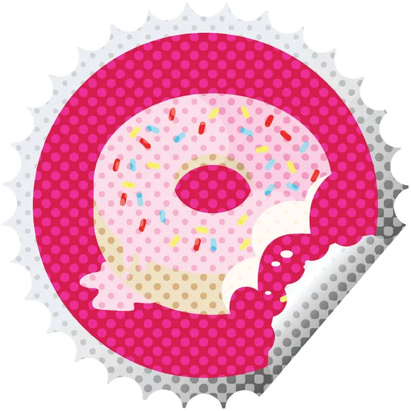 Bitten Frosted Donut Graphic Vector Illustration Sticker Stamp — Stock Vector