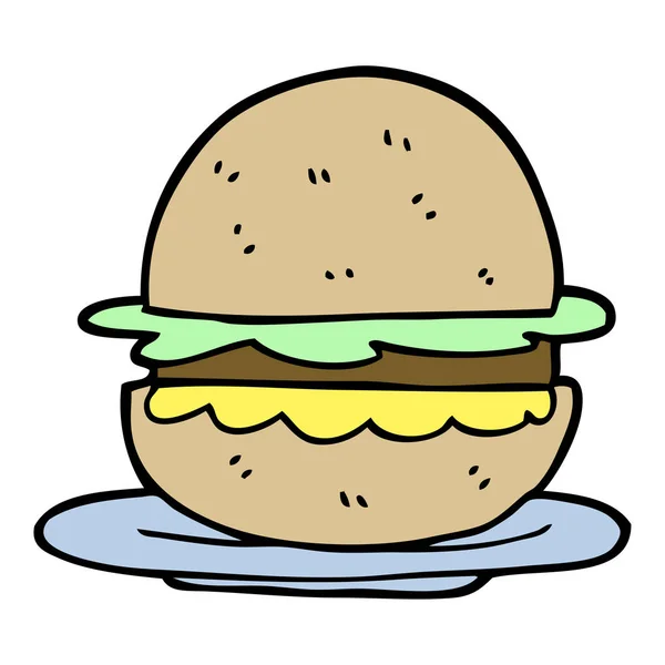 Handgezeichneter Cartoon Burger Doodle Stil — Stockvektor