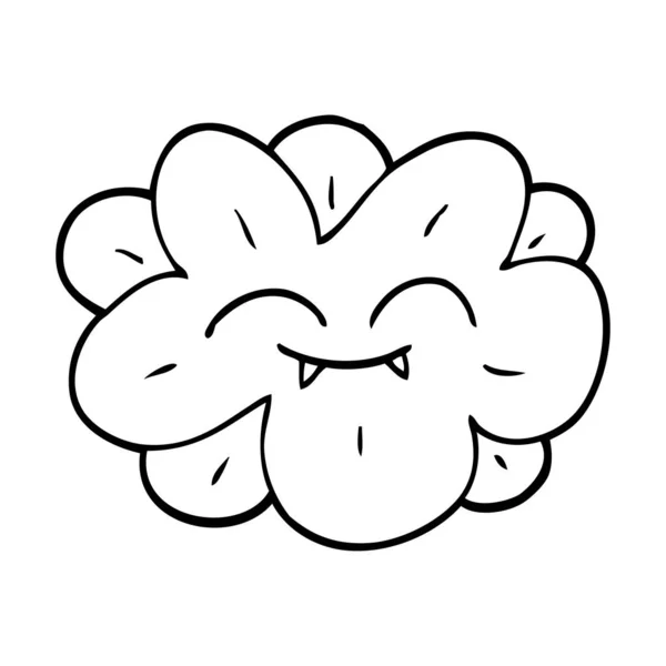 Γραμμικό Σχέδιο Λουλούδι Κινουμένων Σχεδίων Πρόσωπο — Διανυσματικό Αρχείο