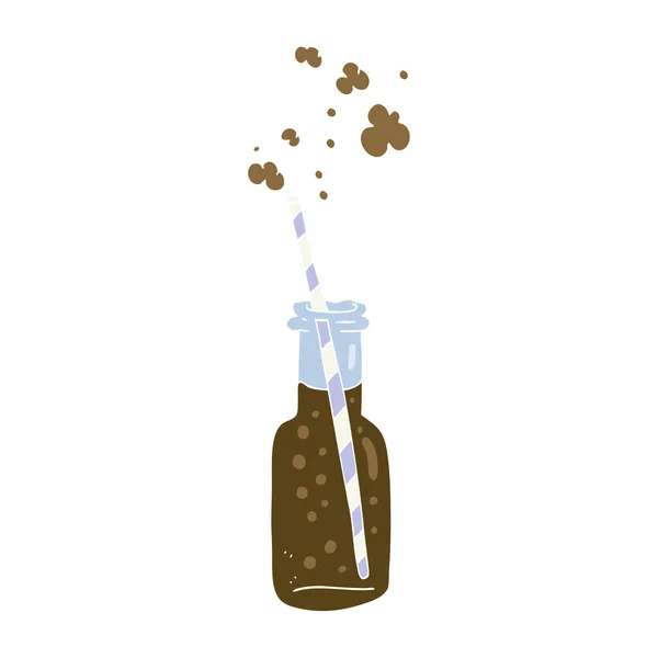 Flat Color Illustration Fizzy Drink Bottle — Stock Vector