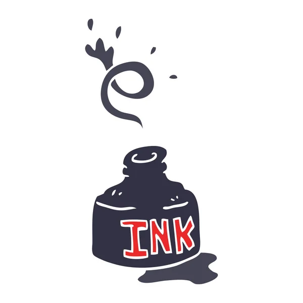 Cartoon Doodle Spilled Ink Bottle — Stock Vector